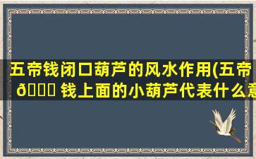 五帝钱闭口葫芦的风水作用(五帝 💐 钱上面的小葫芦代表什么意思)